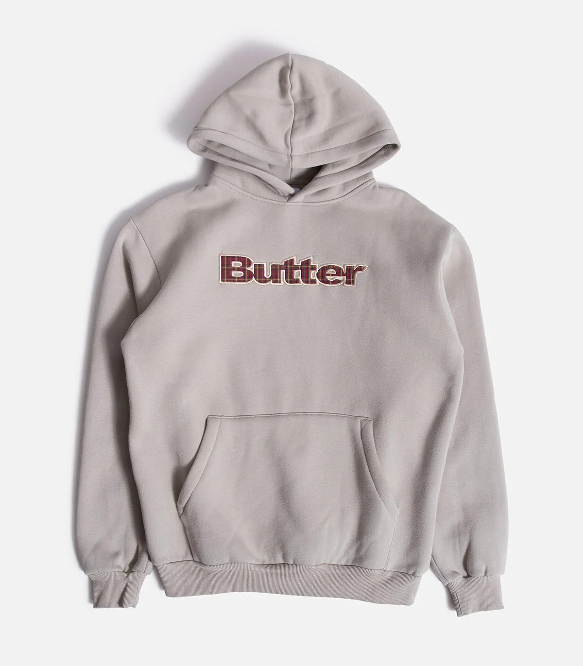 Butter Goods Plaid Logo Applique Hooded Sweatshirt