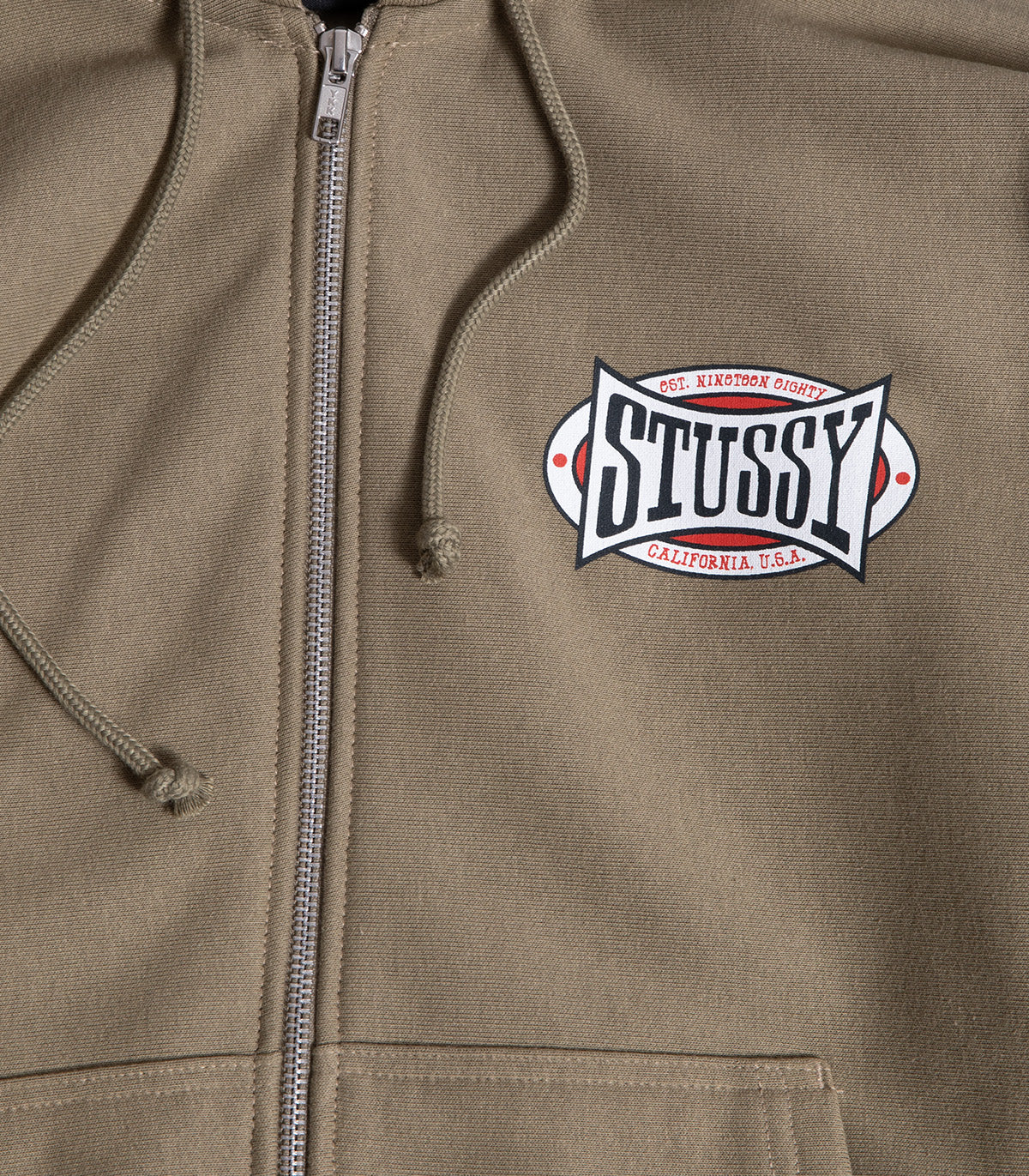 Stussy Champion Oval Zip Up Hooded Sweatshirt - Image 2